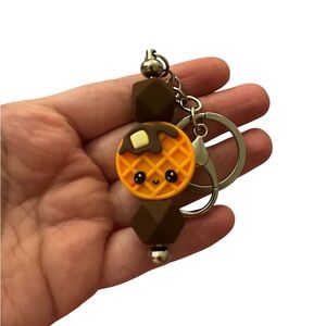 Cute Waffle Keychain with Brown Accents